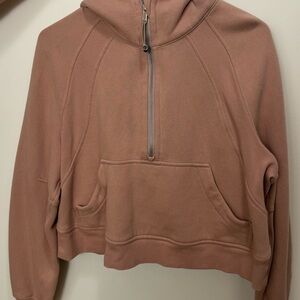 Lululemon Athletica Nude Long Sleeve Cropped Hoodie Half Zip